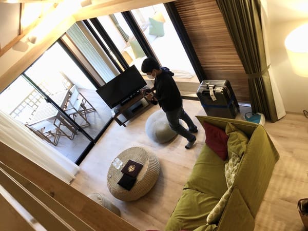 階段上にあるロフトからの風景